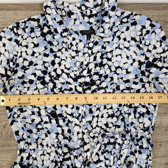 Talbots Dress Womens Size 6P Textured Dot Tie Waist Midi Short Sleeve Shirtdress - Picture 10 of 14